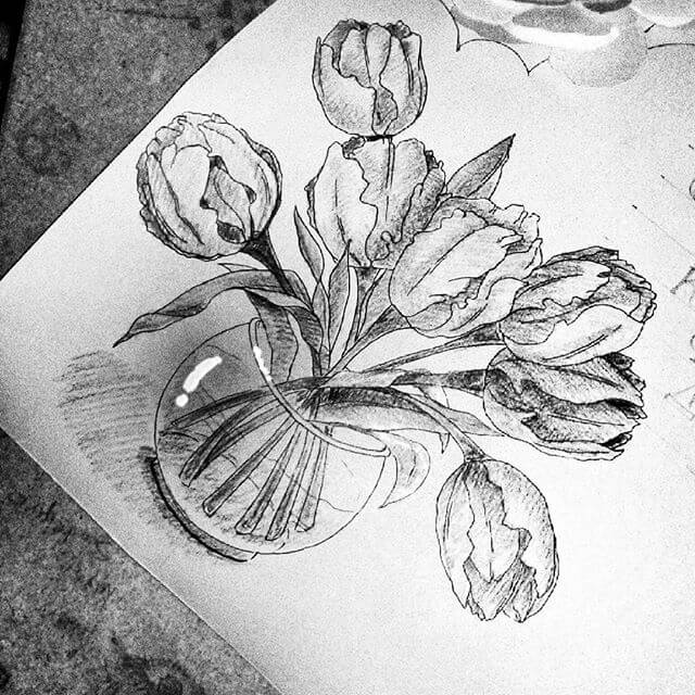 15 Gambar Sketsa Bunga dari Pensil yang Mudah Dibuat